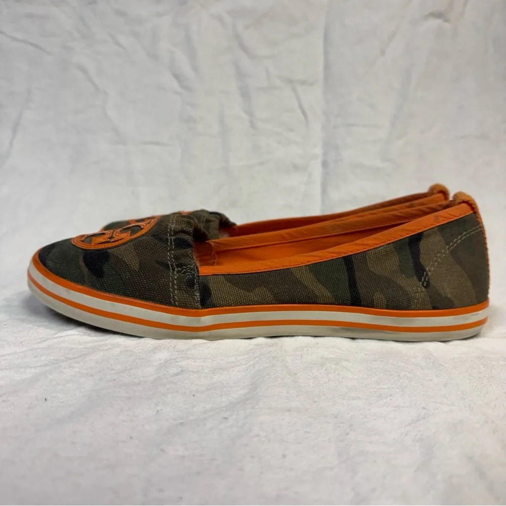 Tory Burch Reva Camouflage and Orange Loafers - Picture 3 of 14